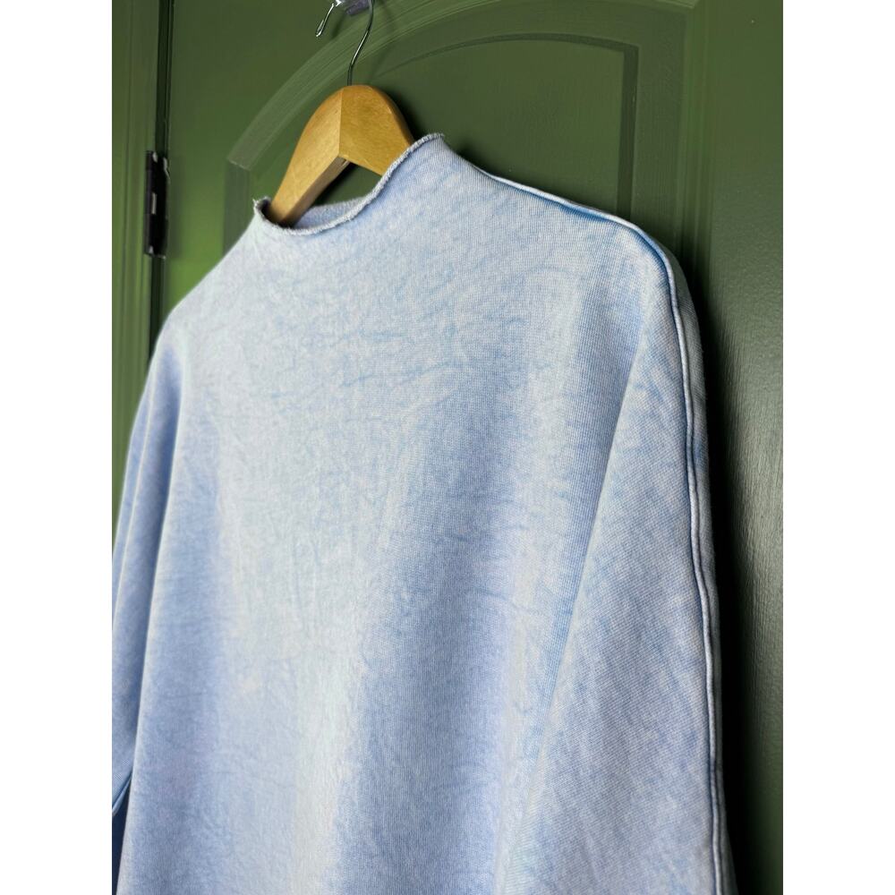 NWOT Frank & Eileen Effie Triple Fleece Funnel Neck Capelet Blue Mineral Small - Picture 4 of 9